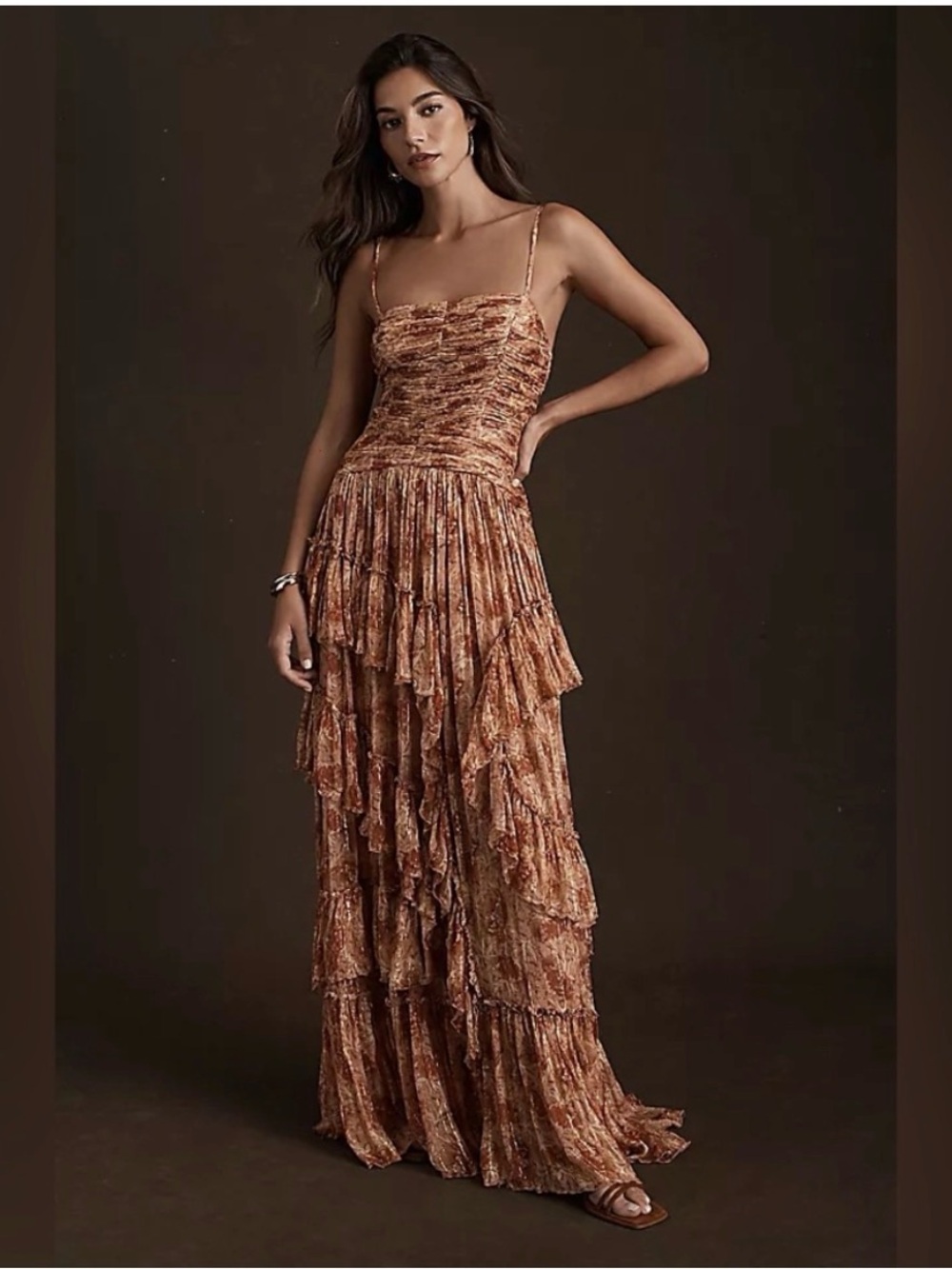 BHLDN Jessa Asymmetrical Ruffled Drop-Waist Gown Size 6